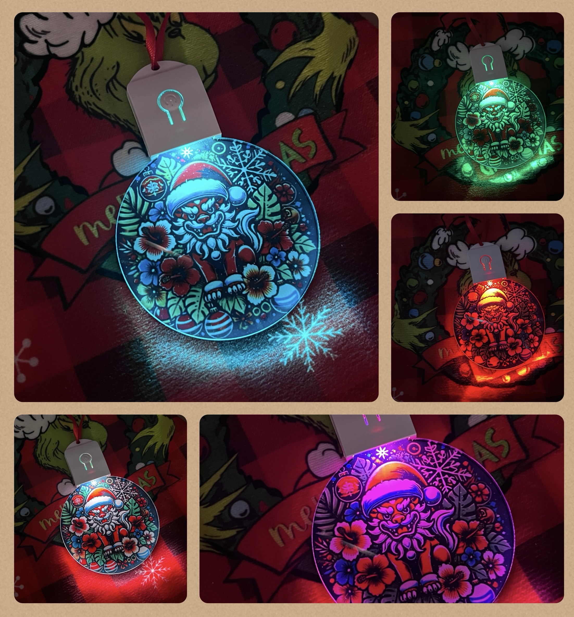 Custom Light-Up Christmas Ornaments | Set of 2 RGB Keepsakes