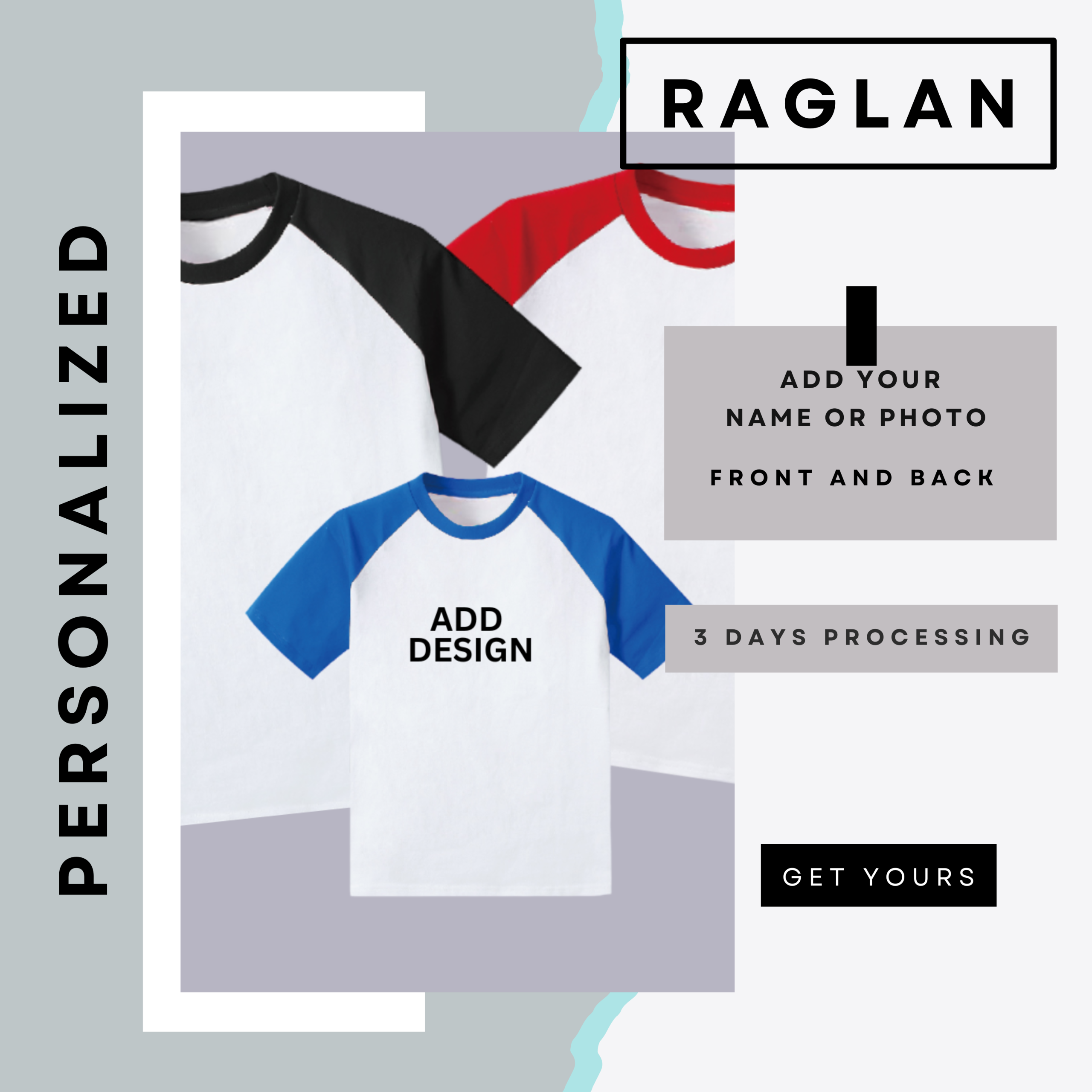 Personalized Raglan T-Shirt | Adult & Kids’ Styles