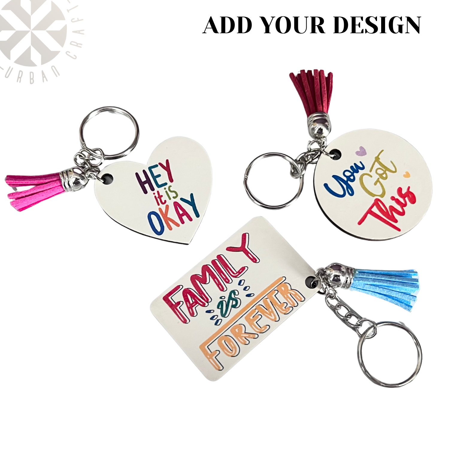 Personalized Keychain Set | 3 Shapes, Front & Back Designs