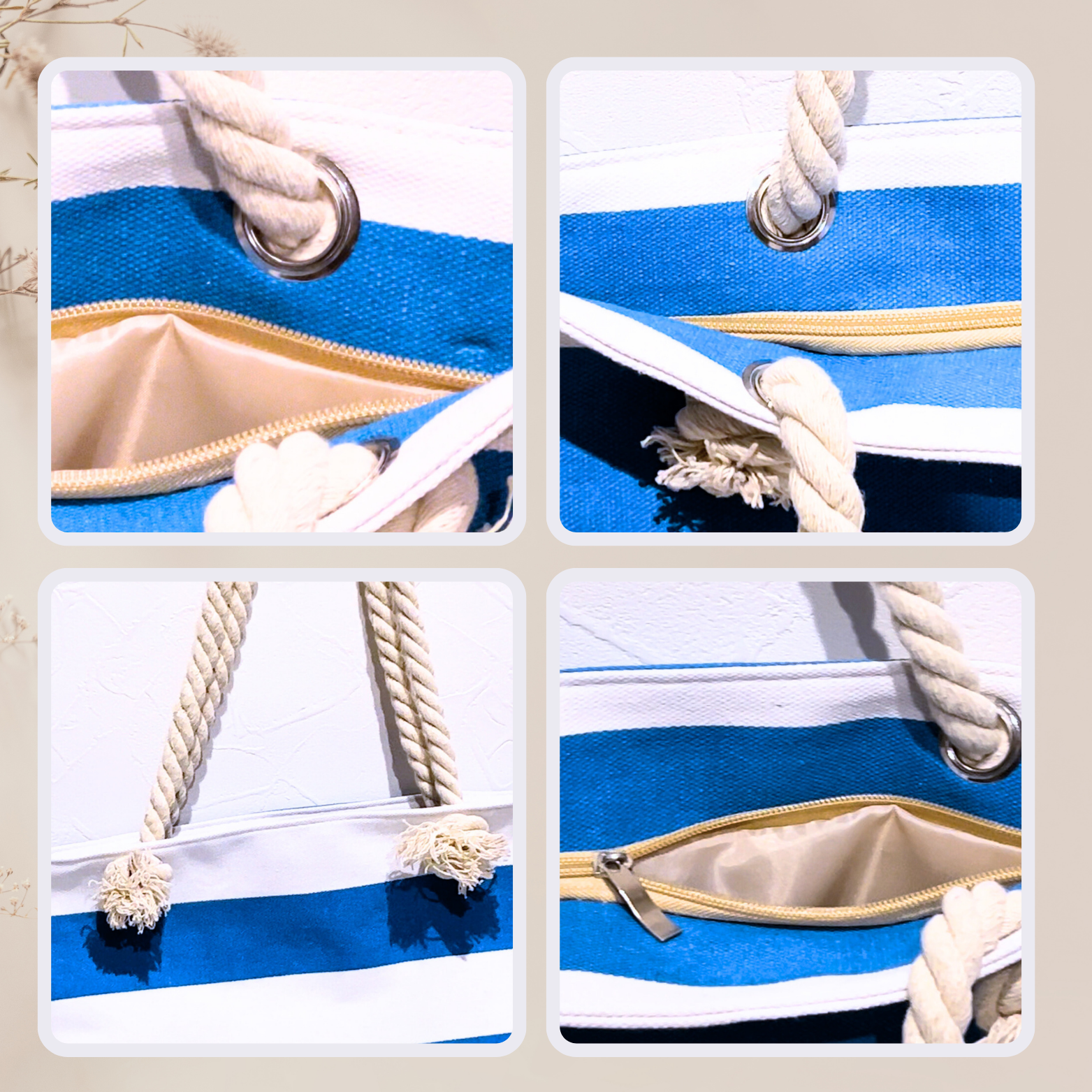 Personalized Zipper Tote Bag with Pearl & Heart Charms