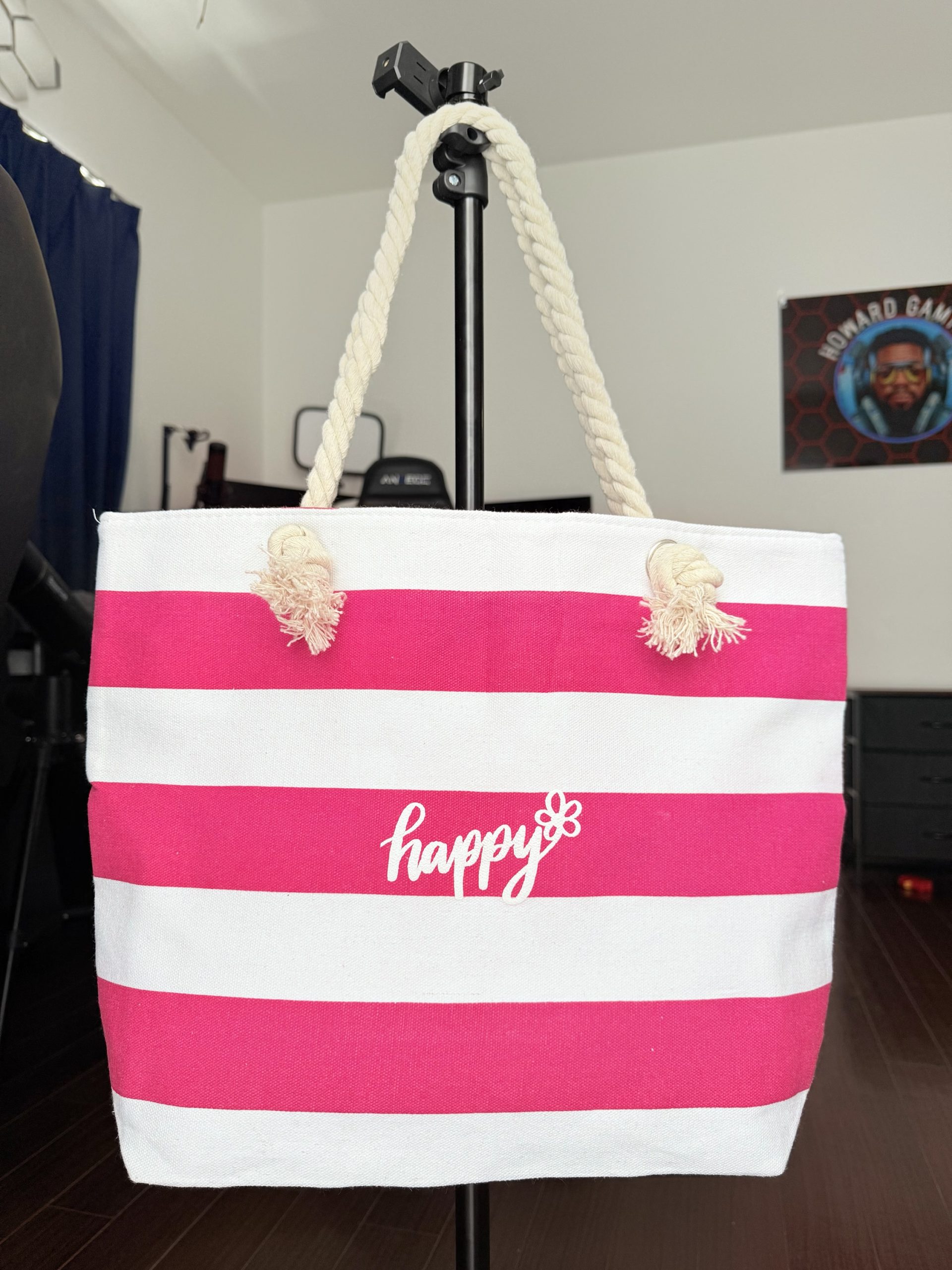 Personalized Zipper Tote Bag with Pearl & Heart Charms