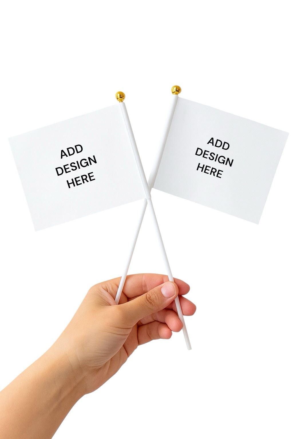 Mini White Party Flags with Gold Toppers | Decorate Your Celebration