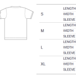 Oversized T-shirt size guide showing length, flat width and sleeve measurements for S to XL