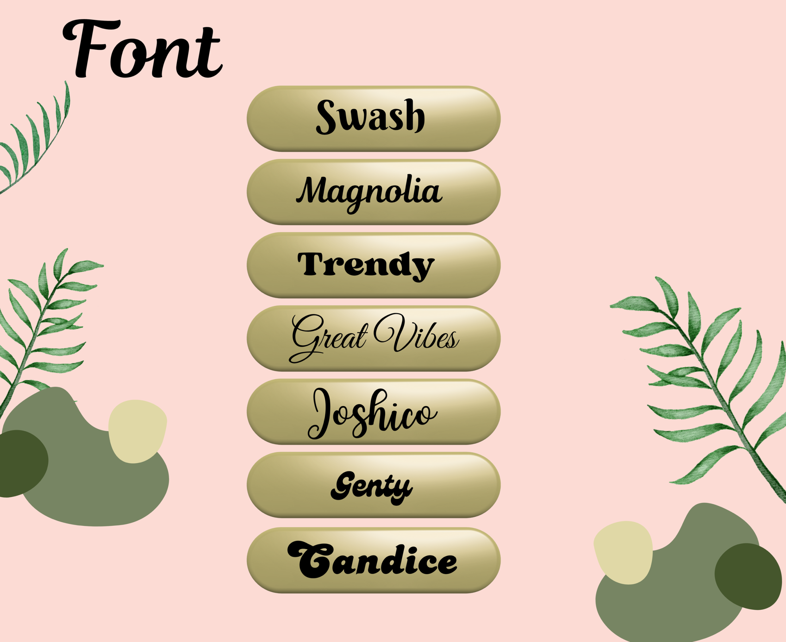 Example lettering styles for personalized plastic cups