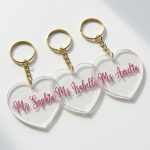 Personalized heart-shaped acrylic keychains with names