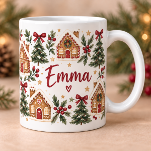 Christmas Gingerbread Ceramic Mug · 11 oz — front view