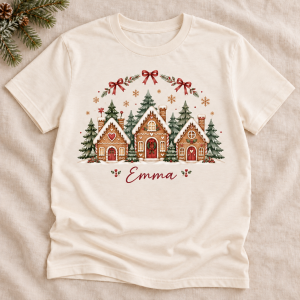 Personalized Christmas Gingerbread T-Shirt — front view