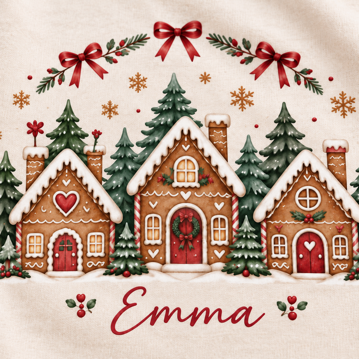 Personalized Christmas Gingerbread T-Shirt — detail view