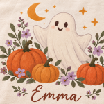 Personalized Halloween Ghost & Pumpkin T-Shirt — detail view