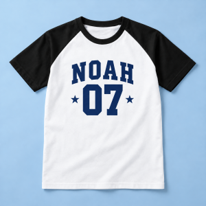 Personalized Raglan T-Shirt | Adult & Kids’ Styles — personalized design and product detail