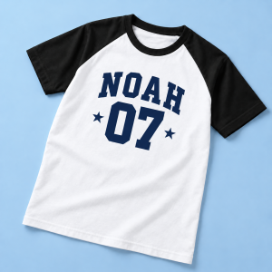 Personalized Raglan T-Shirt | Adult & Kids’ Styles — personalized design and product detail