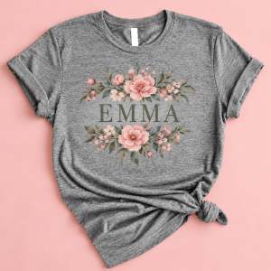 Personalized Heather T-Shirt | Adult & Kids’ Styles — personalized design and product detail