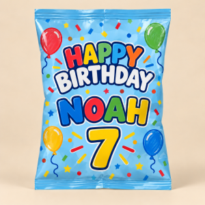 Personalized Birthday Chip Bags | Empty Party Favor Bags — personalized design and product detail
