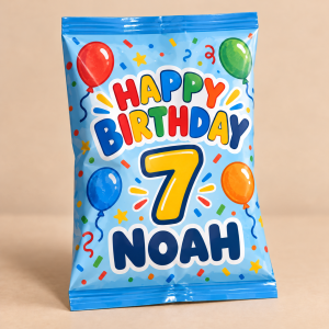 Personalized Birthday Chip Bags | Empty Party Favor Bags — personalized design and product detail