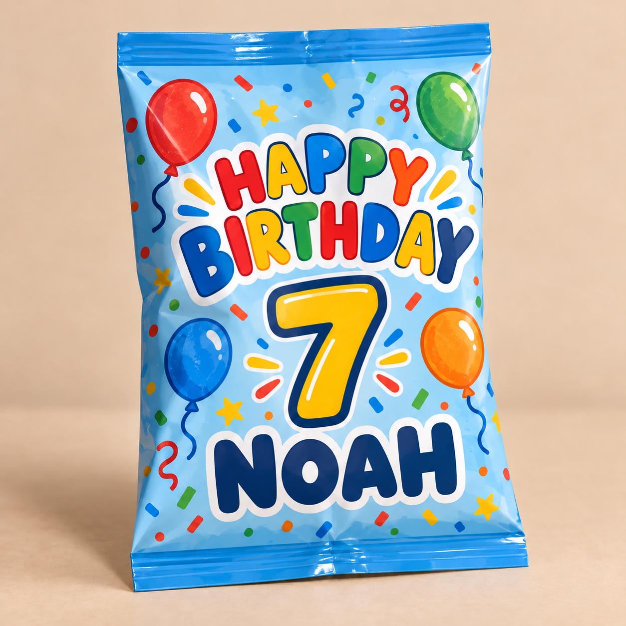 Personalized Birthday Chip Bags | Empty Party Favor Bags — personalized design and product detail